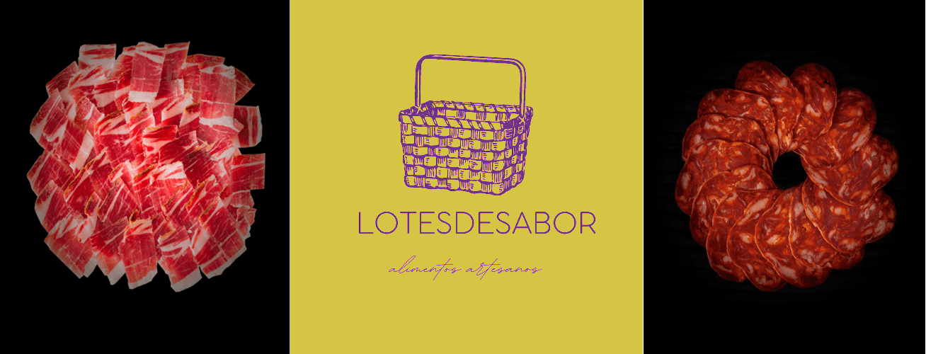 inamgen del logo de lotesdesabor.com con clores vivos verdes e imagen de ibericos