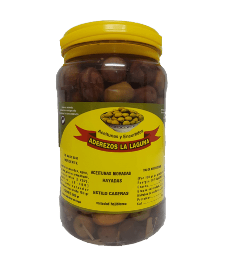 aceitunas moradas aliñadas rayadas de 3 kilos