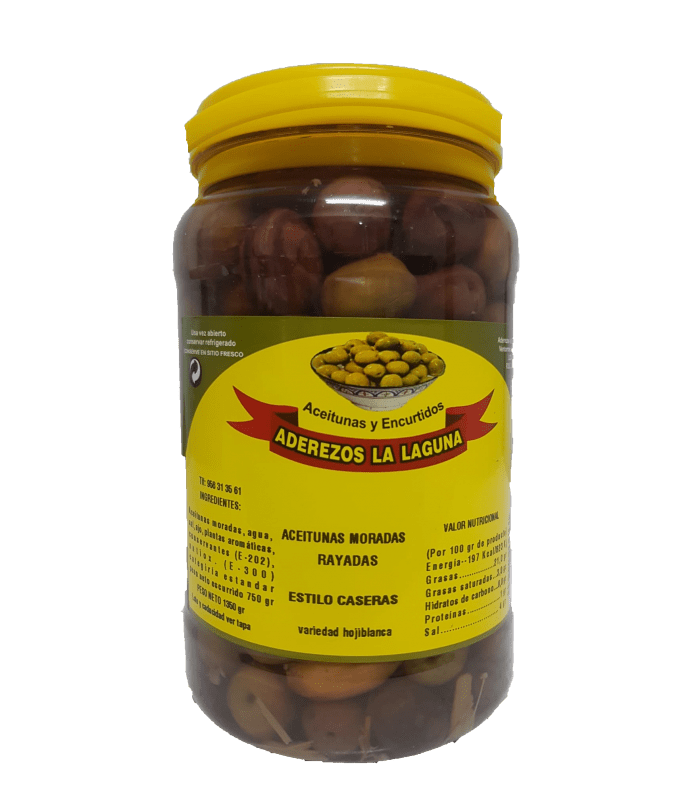 aceitunas moradas aliñadas rayadas de 3 kilos