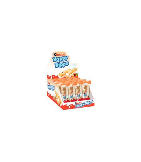 una caja de 28 unidades de chocolatina happy hippo de kinder