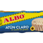 un pack de 3 latas de atun claro en aceite de girasol albo