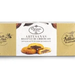 una caja de tortas artesanales de aceite rellenas de chocolate de marca lupiañez