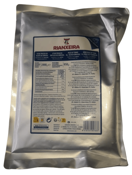 Sobre de conserva de atun en trozos en aceite de girasol de 1 kilo