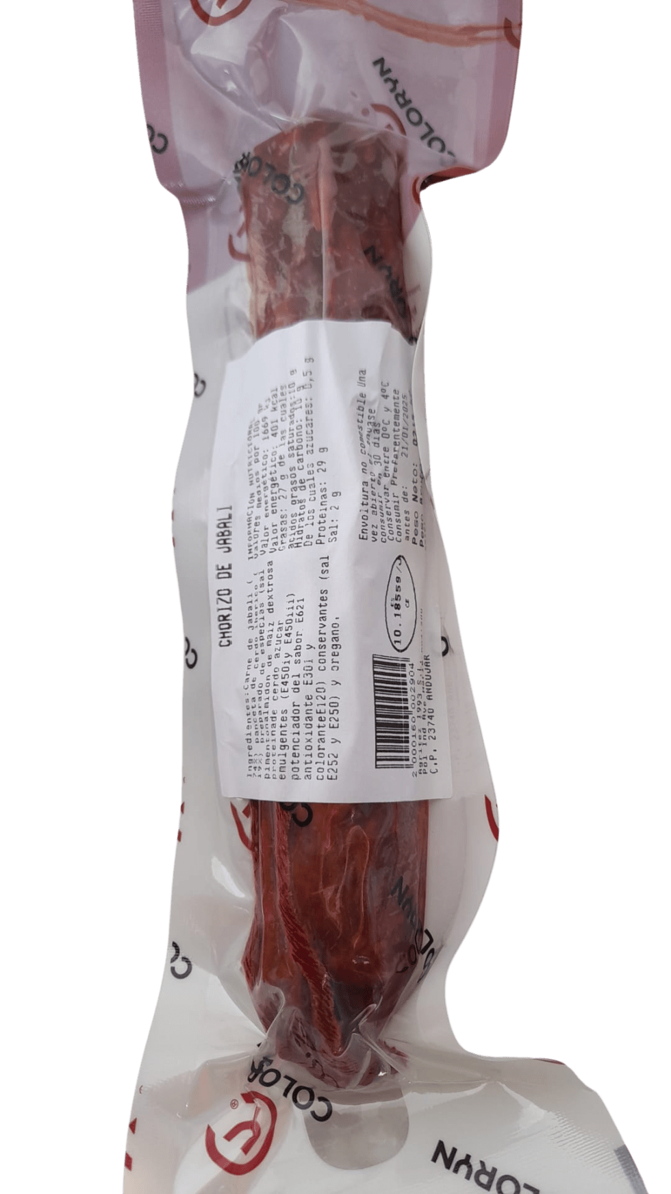 chorizo elaborado de carne de jabali