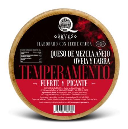 queso quevedo temperamento, un queso de mezcla de leche cruda de oveja y cabra, exquisito al paladar