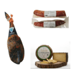 cesta de navidad campera, compuesto por paleta iberico, embutidos ibericos y queso curado artesano a las finas hierbas, consiguelo ya en lotesdesabor.com